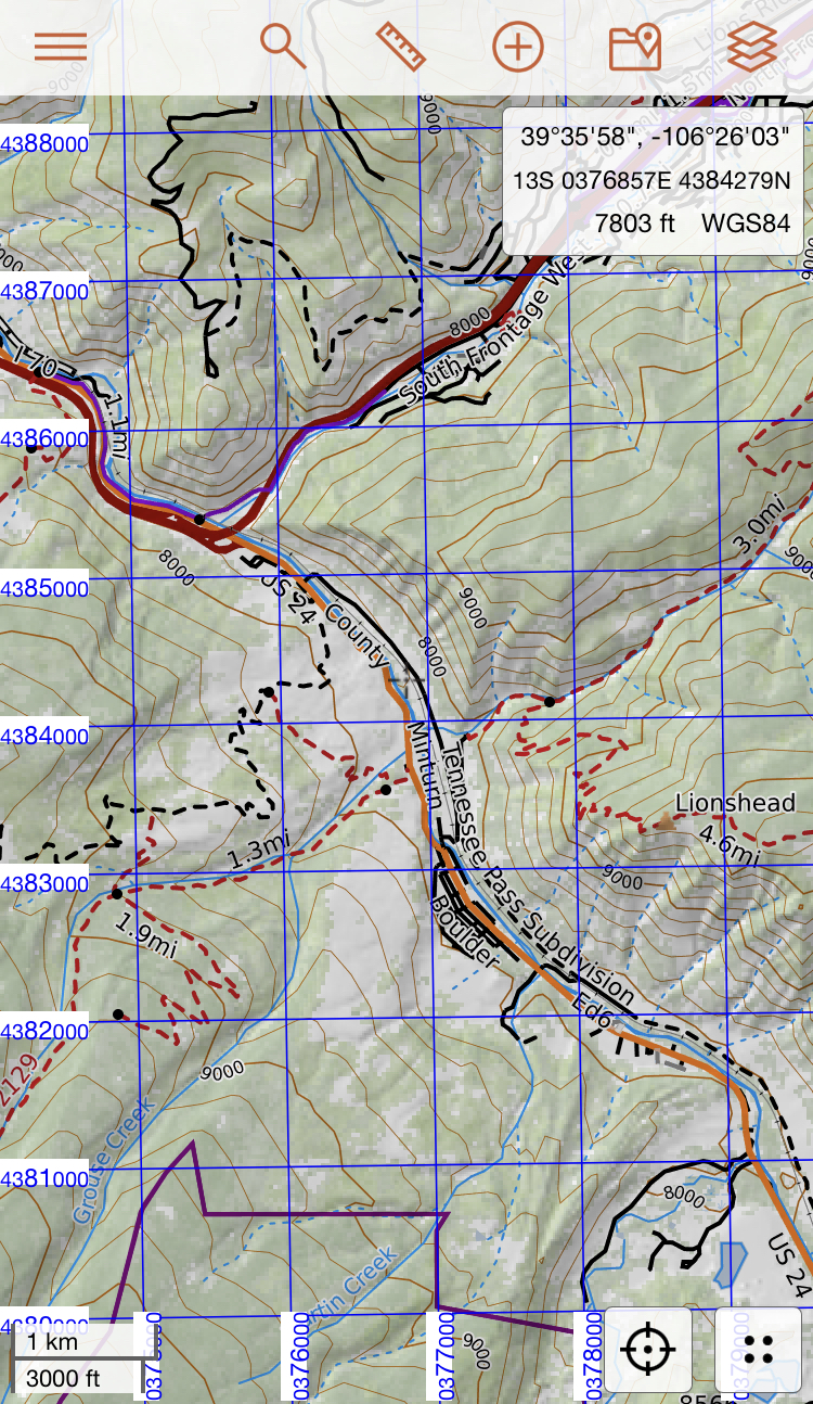 image showing blue grid lines drawn over the map background